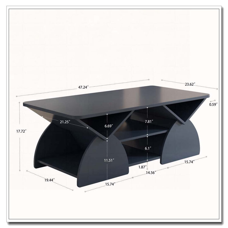 Table basse rectangulaire pour le salon, Bleu