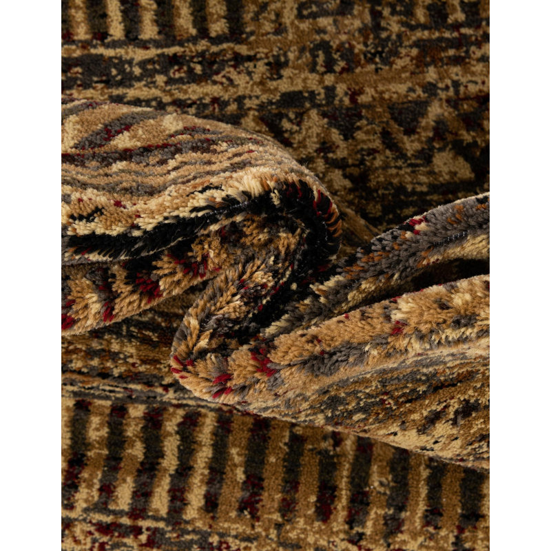 Tissu en polypropylène beige et noir Blakely, Rectangle 4 pi 1 po x 6 pi 1 po