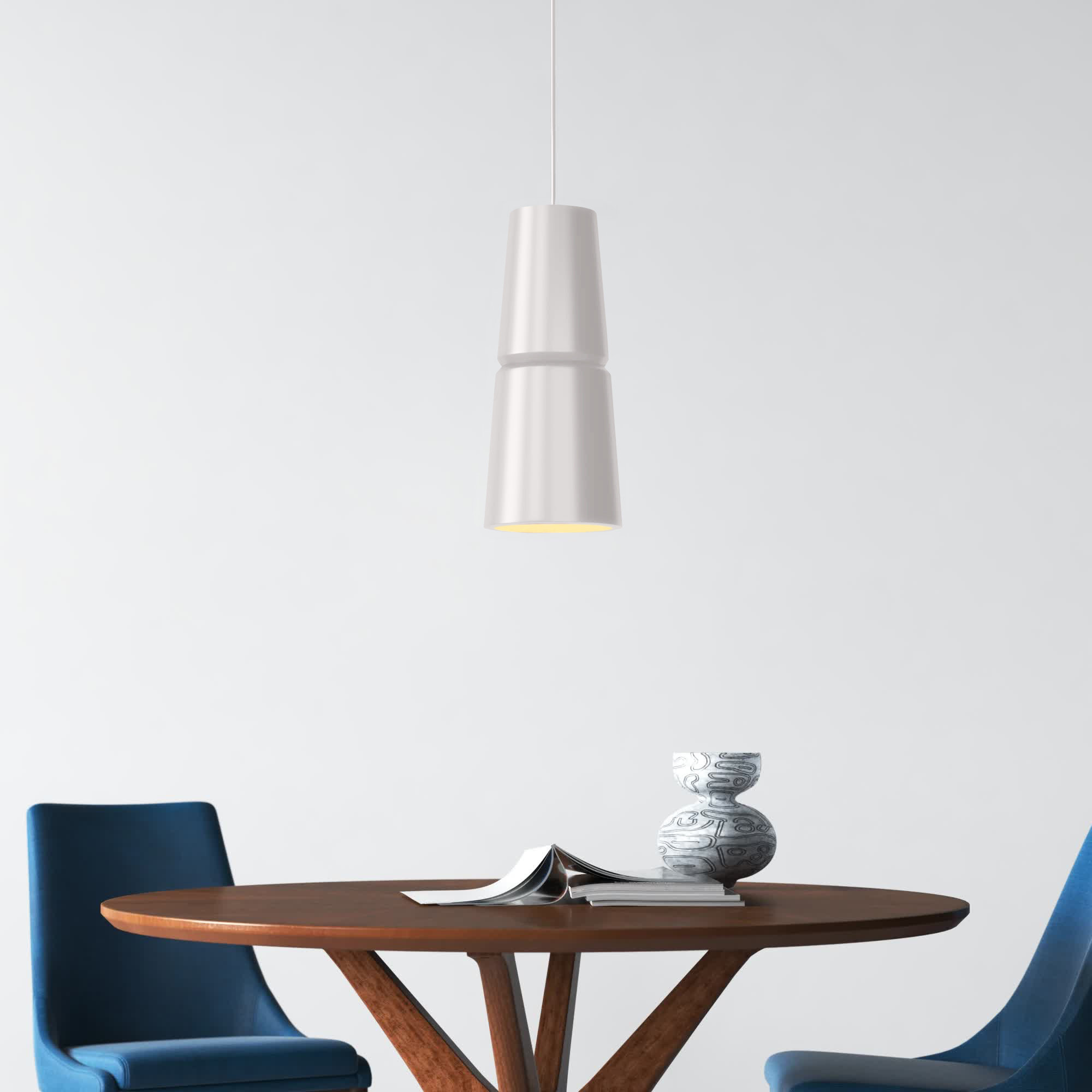 Logan 1 - Light Single Cone Pendant, Brushed Nickel, Midnight Sky, 18" H x 8" W x 8" D