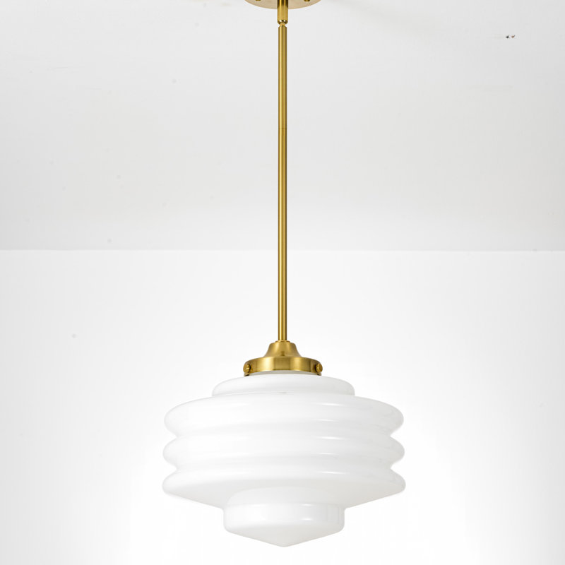 Suspension moderne à une lumière avec abat-jour en verre à trois couches