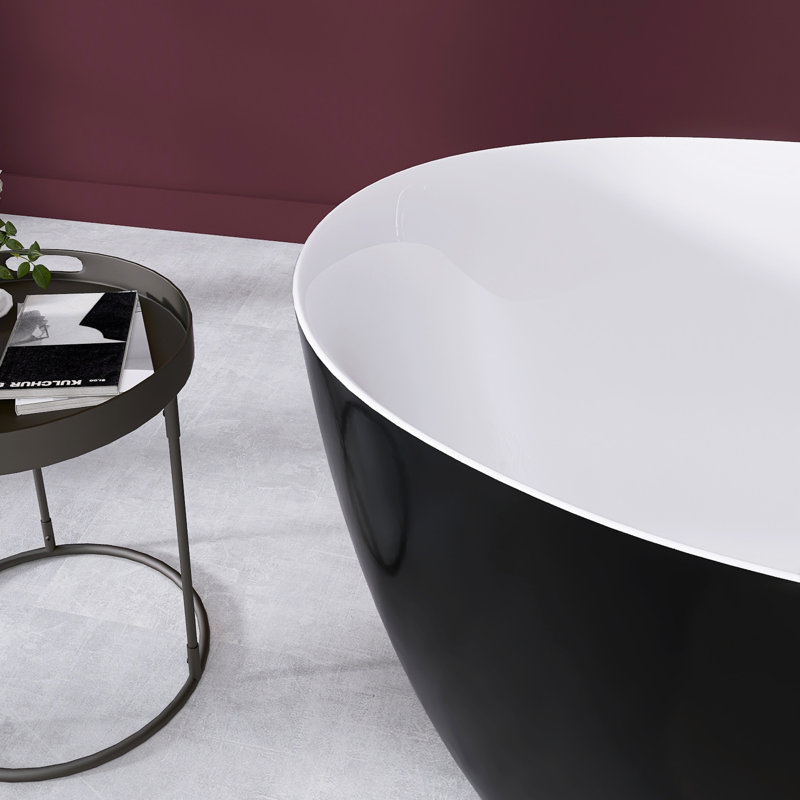 59'' x 29.5'' Freestanding Soaking Acrylic Bathtub Stand Alone Tub, Gloss Black
