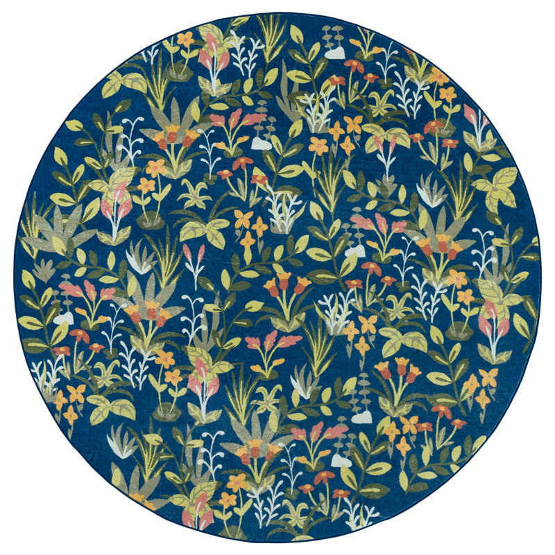 Tapis floral lavable à la machine à performance mécanique MSRW 192, Rond 6 pi