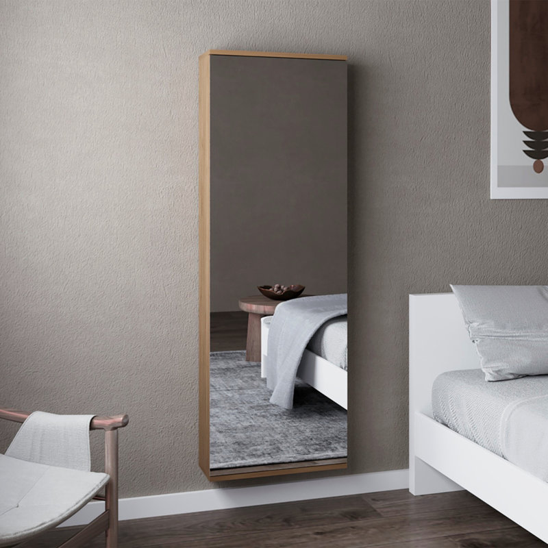 Range-chaussures mural avec miroir, chambre à coucher, Beige