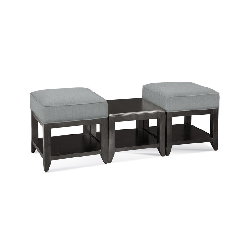 Elements Upholstered Cube Ottoman, Light Blue Performance Fabric; 0851-55, Stone Hearth
