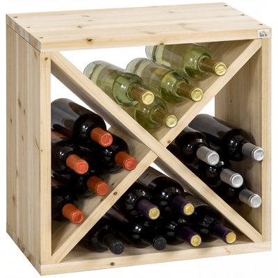 Solid Wood Wine Bottle Rack in Brown