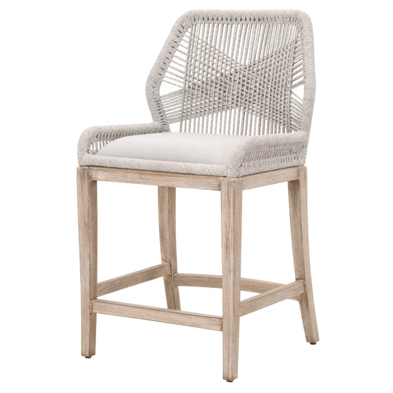 Tabouret de bar et de comptoir Mitali, Taupe et blanc, Tabouret de comptoir (assise de 26 po de hauteur), Gris naturel