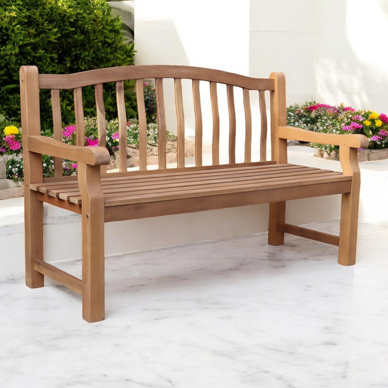 Solid Wood Teak Outdoor Bench, 96cm H x 145cm W x 61cm D