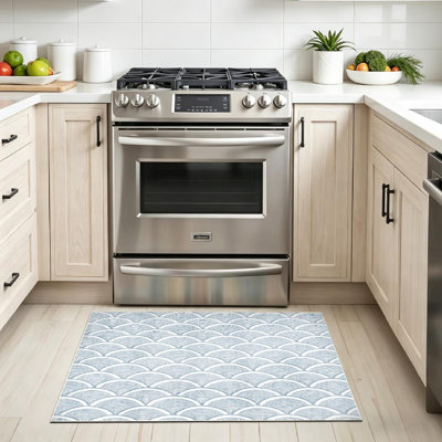 Blue Machine Washable,Wave Japanese Vintage Water Ocean Traditional Teal Chinese Swirl Asia Indoor Area Rug
