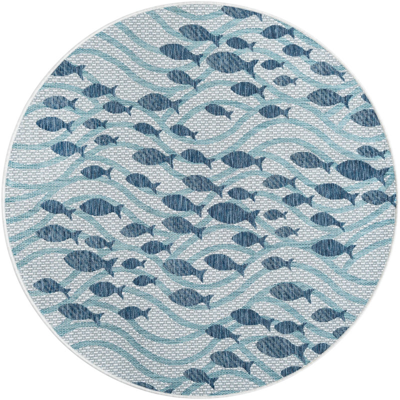 Tapis intérieur / extérieur d'extérieur Coastal, Rond 5 pi 3 po