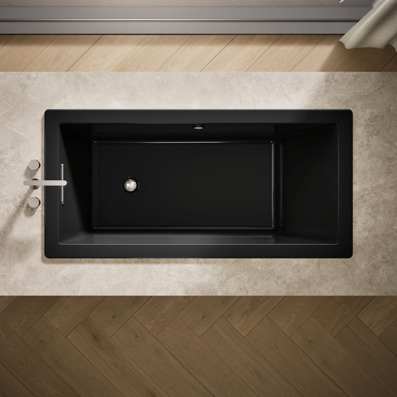 Underscore 65" x 32" Drop In or Undermount Heated Whirlpool Acrylic Bathtub with Heater, Black