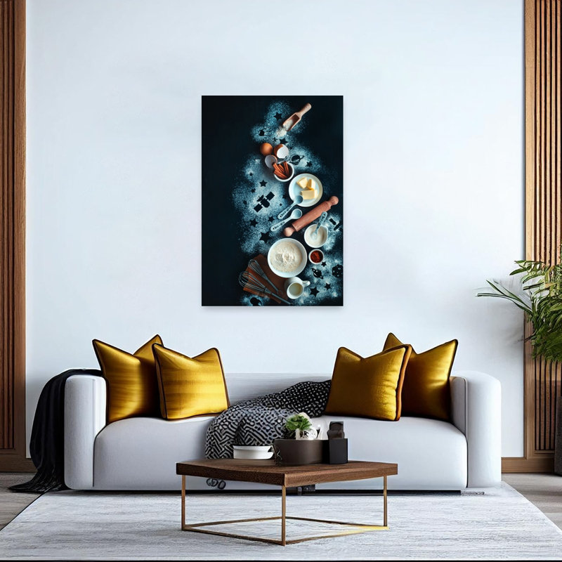 Cosmic Baking Ingredients Whimsical Abstract Contemporary Landscape Nature Wall Art Print by Dina Belenko - Wrapped Canvas Print