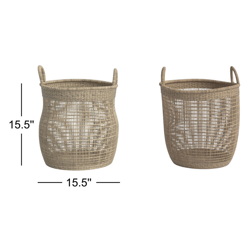 Delma 2 Piece Rattan Basket Set