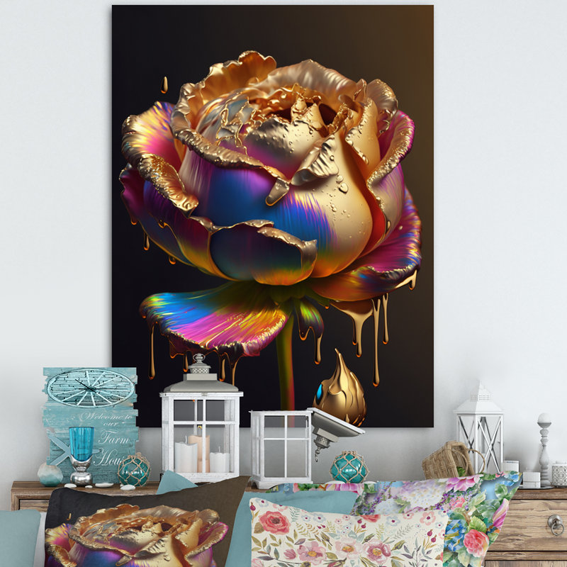 «Larra Rainbow Peony», impression sur toile, H 44 po x l 34 po x P 1,5 po, Toile tendue