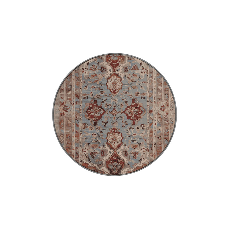 Tapis gris soyeux et moelleux, Rond 3 pi