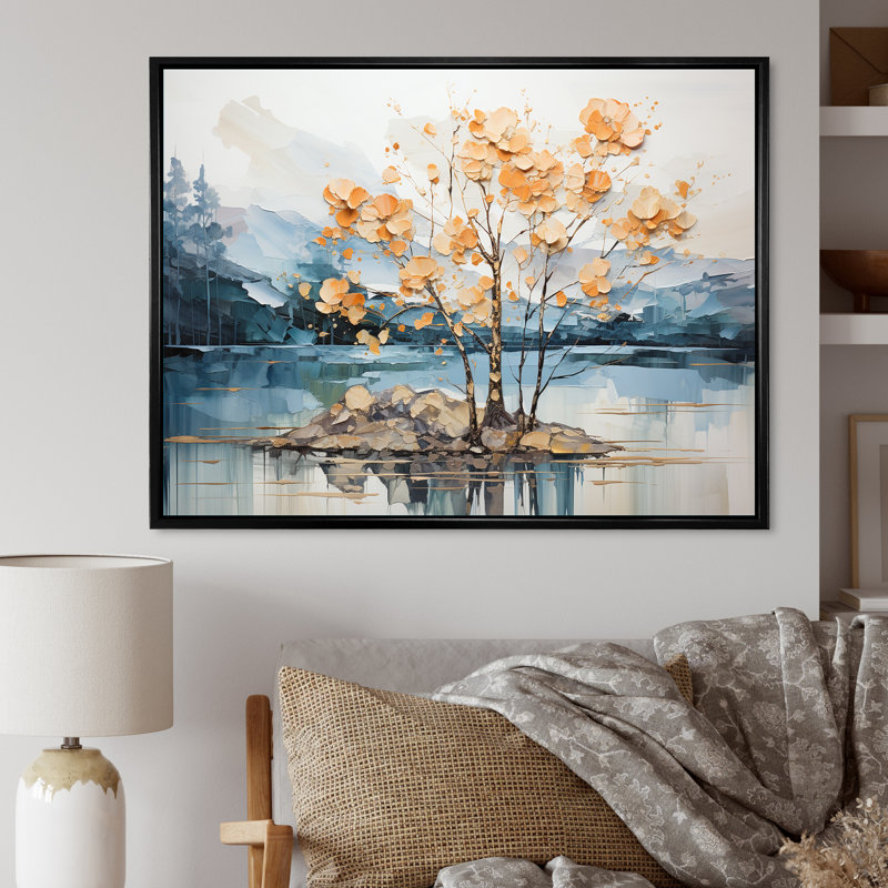 Érable doré sur toile Gilded Beauty, Cadre flottant noir, H 12 po x l 20 po x P 1 po