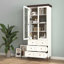 Armoire de rangement blanche en panneau de fibres à densité moyenne blanche, grands armoires de cuisine avec portes en verre et tablettes réglables, armoire de rangement autoportante pour la cuisine, le salon