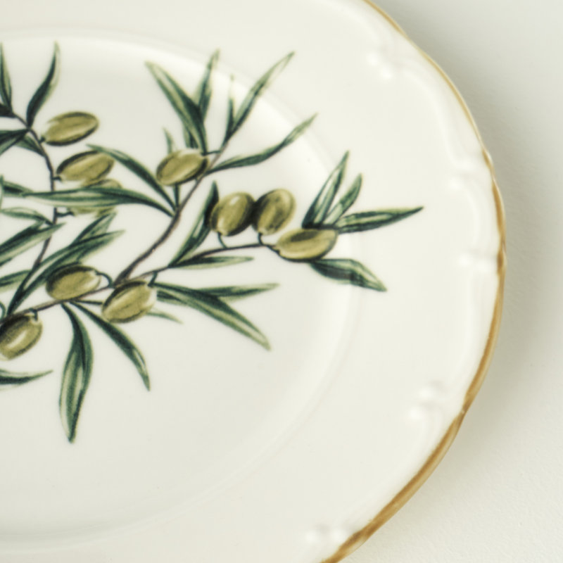 Assiette plate en porcelaine olive
