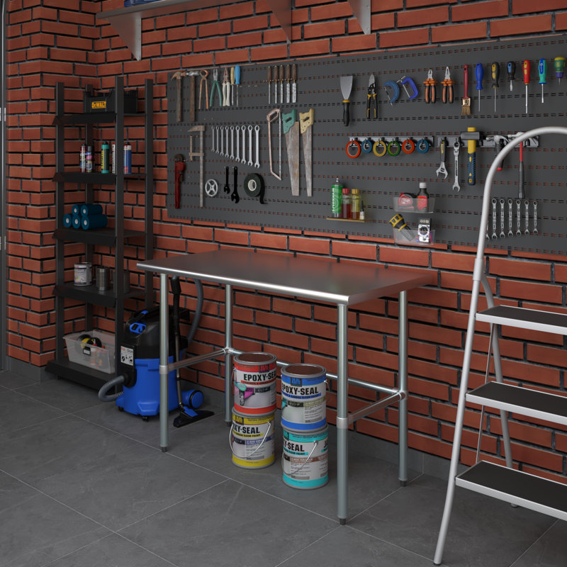 Table de travail en acier inoxydable, H 35 po x L 48 po x L 24 po