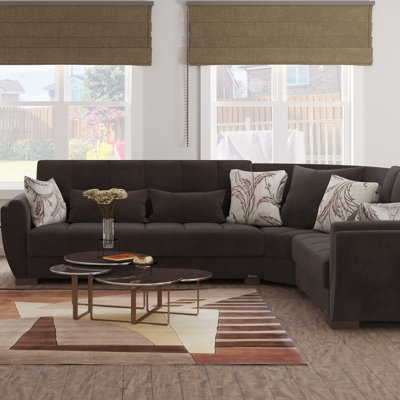 Oliveras Reversible L-Shaped Sleeper Sofa Sectional w/ Storage Seats for Living Room