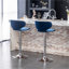 Tabouret de bar pivotant réglable en velours Masaccio, ensemble de 2, bleu