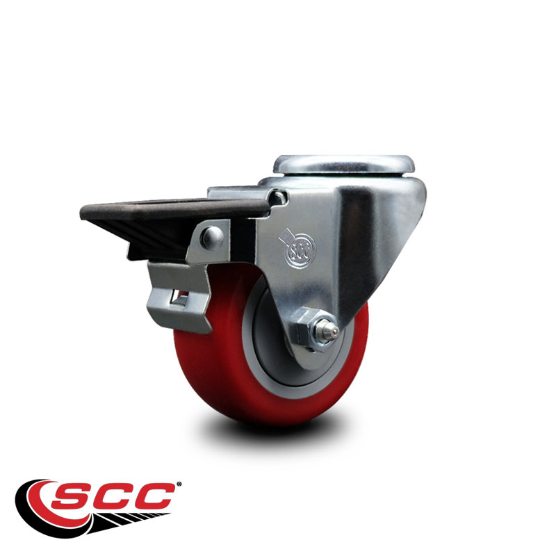 4-Piece Polyurethane Caster Set, Red