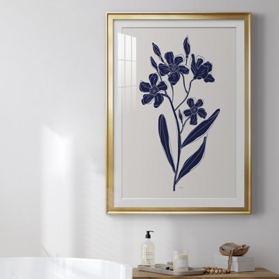 Indigo Botanical Study II, reproduction encadrée de qualité supérieure - prête à être accrochée