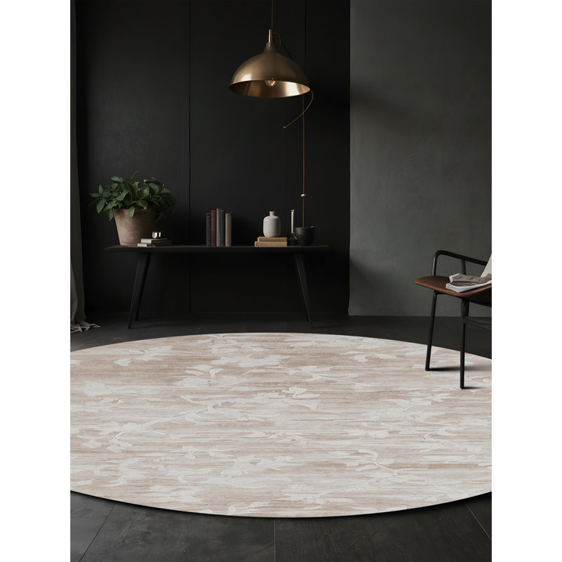 Machine Washable Gray Area Rug, Round 5'
