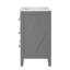 Meuble-lavabo gris avec lavabo en céramique, structure en bois massif, charnières réglables à fermeture en douceur, grand espace de rangement, meuble-lavabo à trois trous pré-percé 30 po, 3 tiroirs, trou de déversement