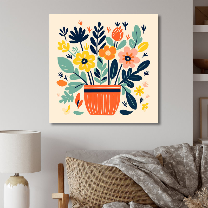 Vase bohémien jaune et vert en poterie - Boho, Toile tendue, H 16 po x l 16 po x P 1 po