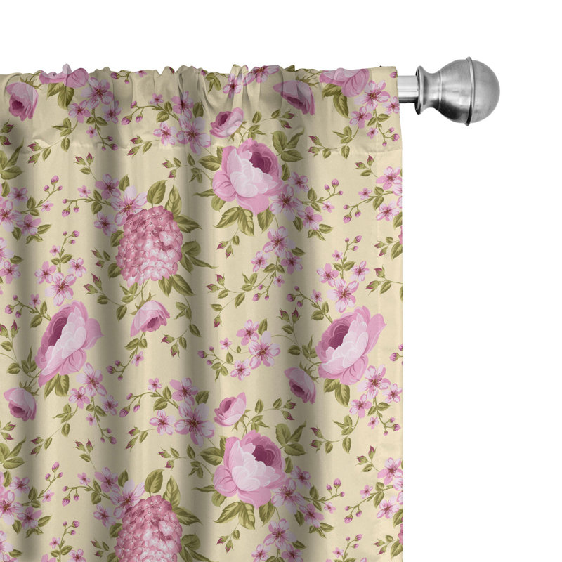 Peony Floral Semi-Sheer Rod Pocket Sliding Panel, 28" x 84"