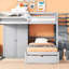 Lit double superposé au dessus d'un lit double, gris. Garde-robe et tiroirs pour plus de rangement. Gain de place. 97,9 "x 80" 64,6 ". Bois massif. Lit gris élégant avec capacité de charge élevée-1859820023