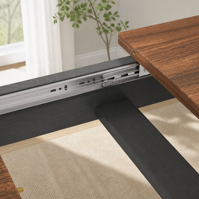 Grande table de cuisine extensible 106,3 pouces, Walnut/black
