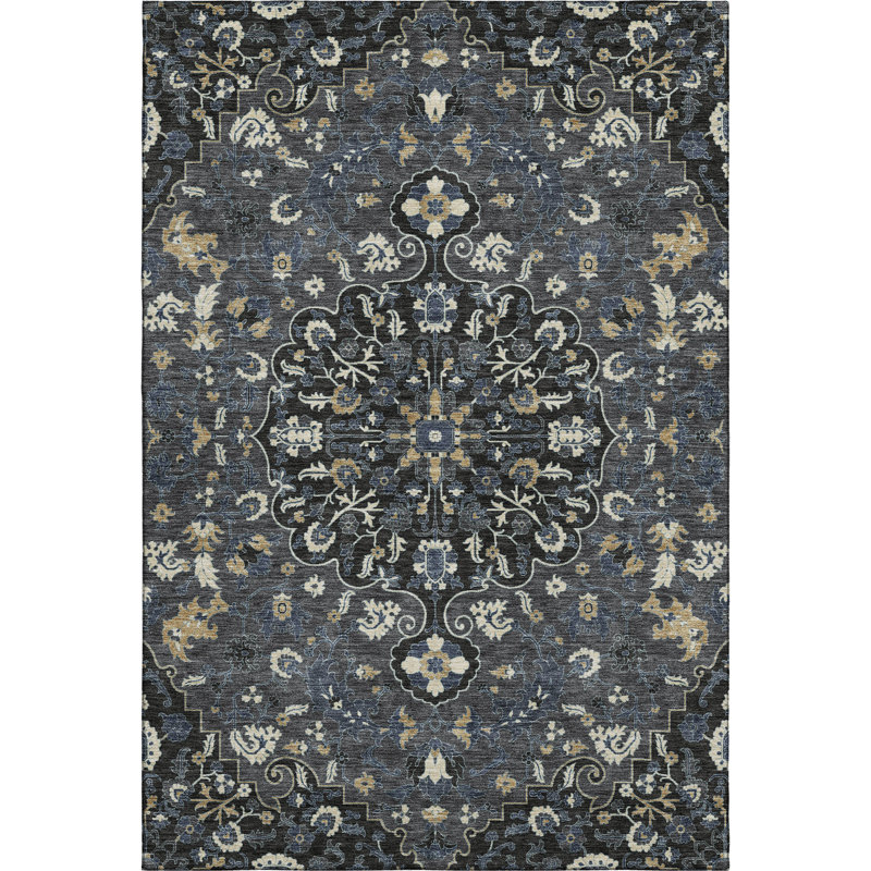 Tapis traditionnel lavable à la machine Premium Premium AMF2463, Noir, 3 pi x 5 pi