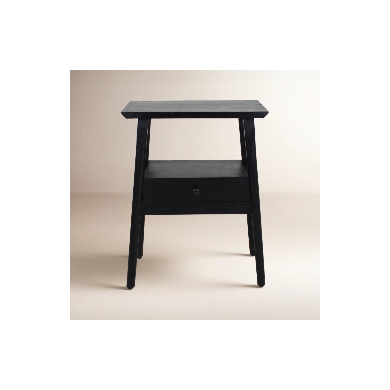 Akio 1 - Drawer Solid Wood Nightstand, Black