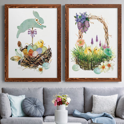 Bunny Hop - ensemble de 2 peintures sur toile encadrées