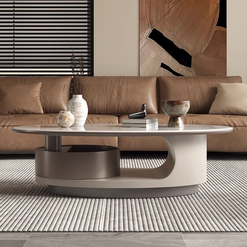 Oval Rockboard Coffee Table, 14.2" H x 51.2" L x 31.5" W