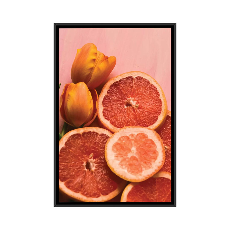 «Citrus I», impression sur toile, H 26 po x l 18 po x P 1,5 po, Toile avec cadre noir, Pas de tapis