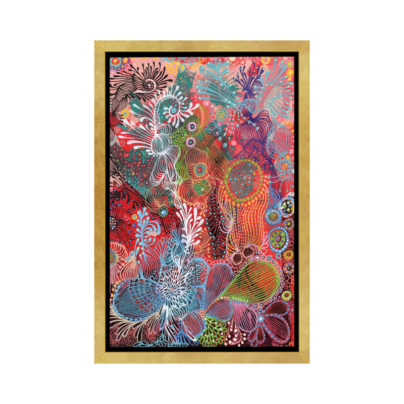 «Nature II» par Noemi Ibarz - impression d'art graphique, H 60 po x l 40po x P 1,5 po, Toile encadrée d'or