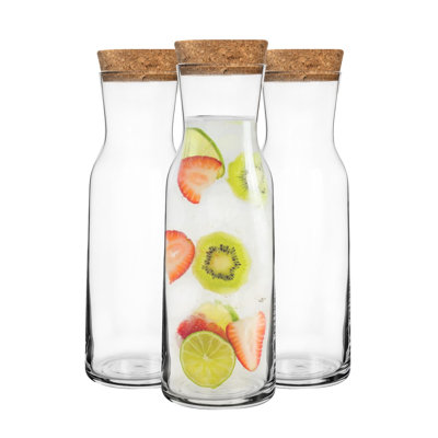 Aquaria Glass Carafes with Cork Lids - 1.2 Litre