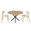 Ensemble de table de salle à manger extensible ronde avec 2 chaises, plateau en panneau de fibres à densité moyenne à finition chêne et base en métal, 2 à 4 places assises