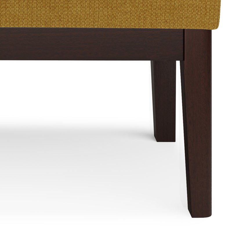 Carlson Marigold Linen Mid Century Ottoman Bench with Wood Frame