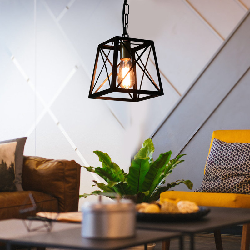 Luminaire suspendu industriel noir 1 lumière Edison