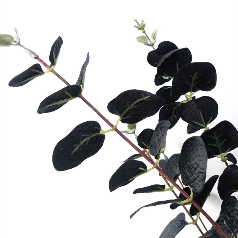 Pack of 6 Artificial Eucalyptus Foliage, Black, 80 cm x 20 cm