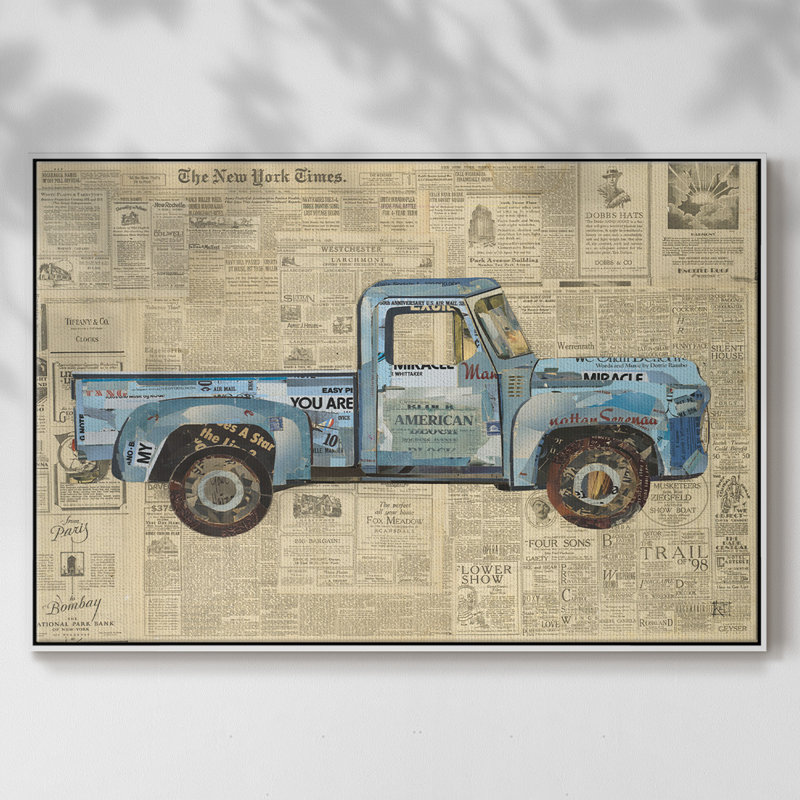 " George’s ’53 Ford ", 25" H x 37" W x 2" D, White Floater Framed Canvas