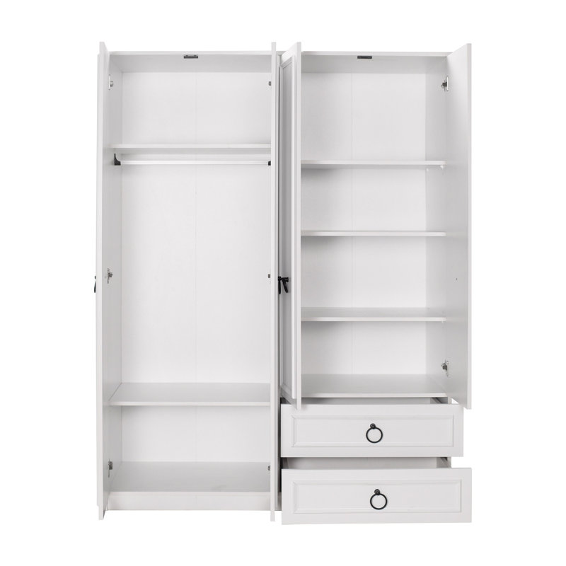 Élégante garde-robe blanche avec de nombreuses tablettes, 55,1 po x 72,8 po x 20,5 po | Panneau de particules enduit, épaisseur: 0,6 pouce | Conception traditionnelle pour un rangement organisé dans la chambre ou le placard