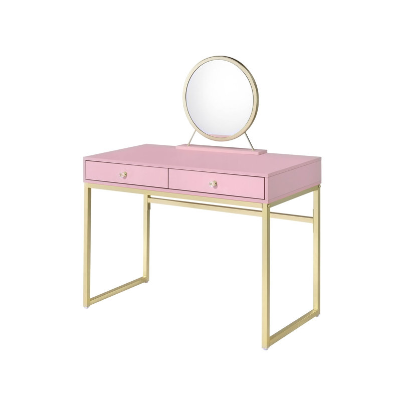 Bureau de coiffeuse en bois avec miroir