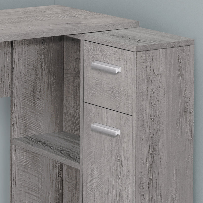 Bureau d'ordinateur, bureau personnel, coin, tiroirs de rangement, L 46 po, forme en L, travail, ordinateur portable, stratifié gris, contemporain, moderne