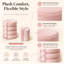 Ensemble de deux poufs de rangement ronds en peluche rose, avec couvercle amovible, convenant à de multiples usages, notamment la chambre à coucher, le salon et la coiffeuse.-885560779