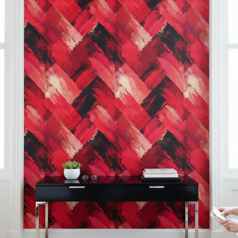 Papier peint à chevrons abstrait mural dynamique amovible