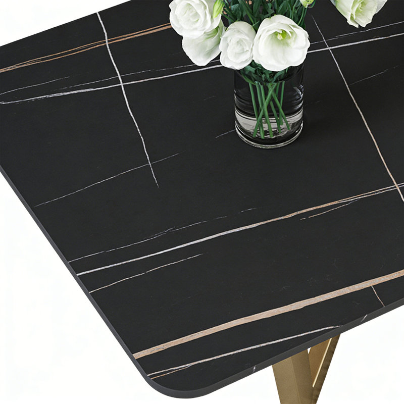 Table basse moderne et luxueuse, Noir, H 17,71 po x L 47,24 po x l 23,62 po, Doré